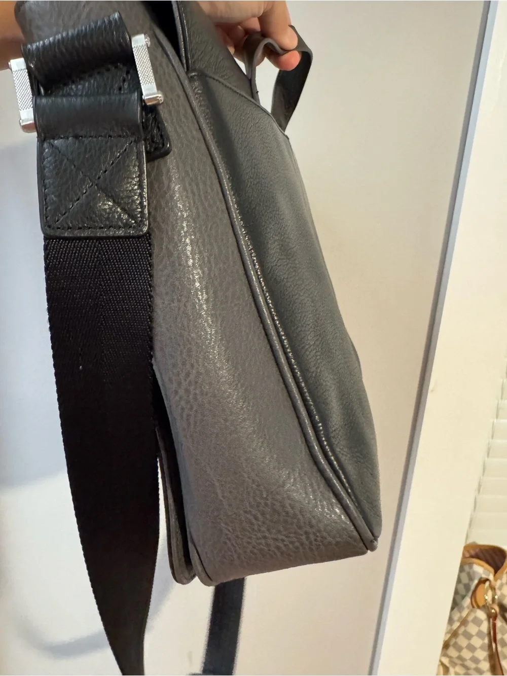 Robert Graham Black and Gray Leather Messenger Satchel, NWOT